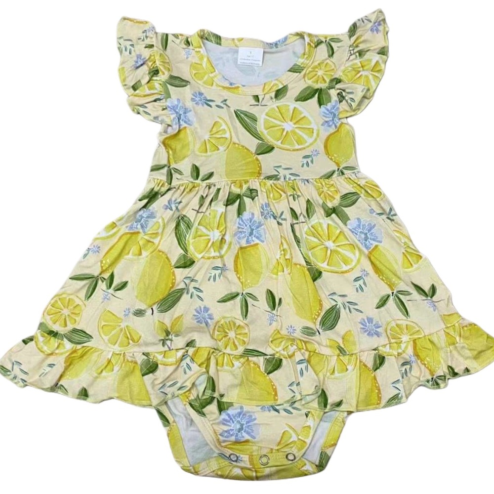 Lemon Love Bamboo Twirl Dress / Skirted Bodysuit